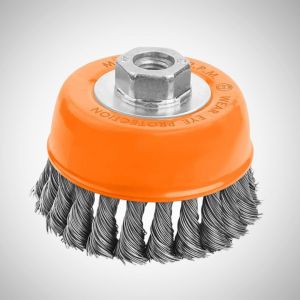 WOKIN CUP TWIST WIRE BRUSH WITH NUT 125MM