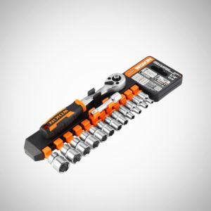 14PCS 1/4″ DRIVE RATCHET HANDLE WITH SOCKETS SET (INDUSTRIAL)