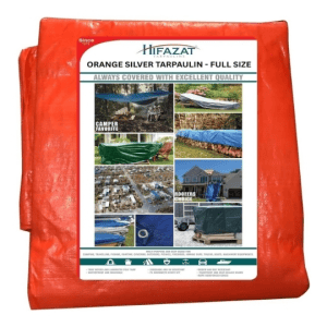 Hifazat Heavy Duty Orange Silver Waterproof PE Tarpaulin Sheet Full Size 12.19 x 12.19 m (40 x 40 ft), 100 GSM