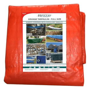 Hifazat Heavy Duty Orange Waterproof PE Tarpaulin Sheet Full Size 2.74 x 3.66 m (9 x 12 ft), 140 GSM