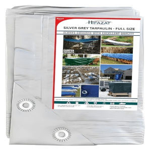 Hifazat Heavy Duty Silver Grey  Waterproof PE Tarpaulin Sheet Full Size 5.49 x 9.14 m (18 x 30 ft), 120 GSM